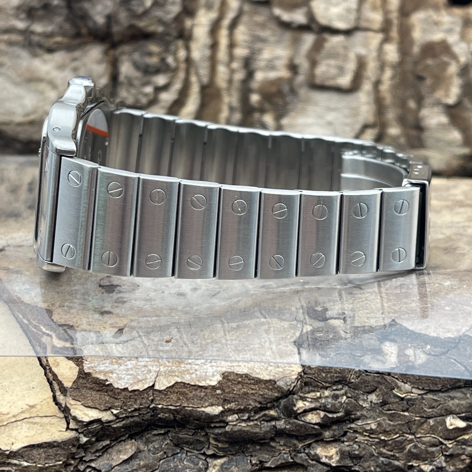 Cartier - Santos de Cartier - FULLSET - Ref. W20018D6 - Edelstahl mit cremweiß Zifferblat in sehr gutem Zustand - Cartier Stahlband
