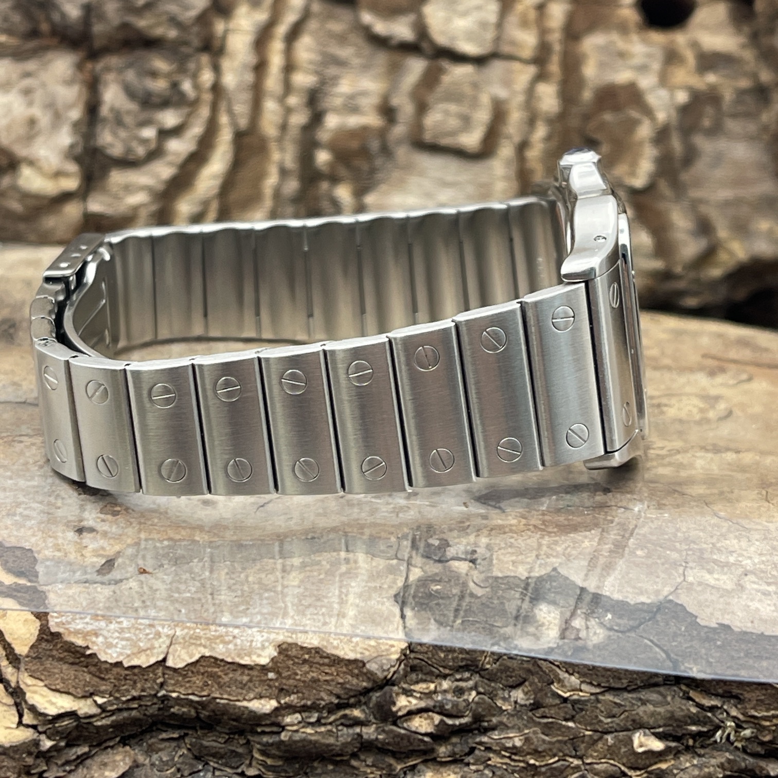 Cartier - Santos de Cartier - FULLSET - Ref. W20018D6 - Edelstahl mit cremweiß Zifferblat in sehr gutem Zustand - Cartier Stahlband