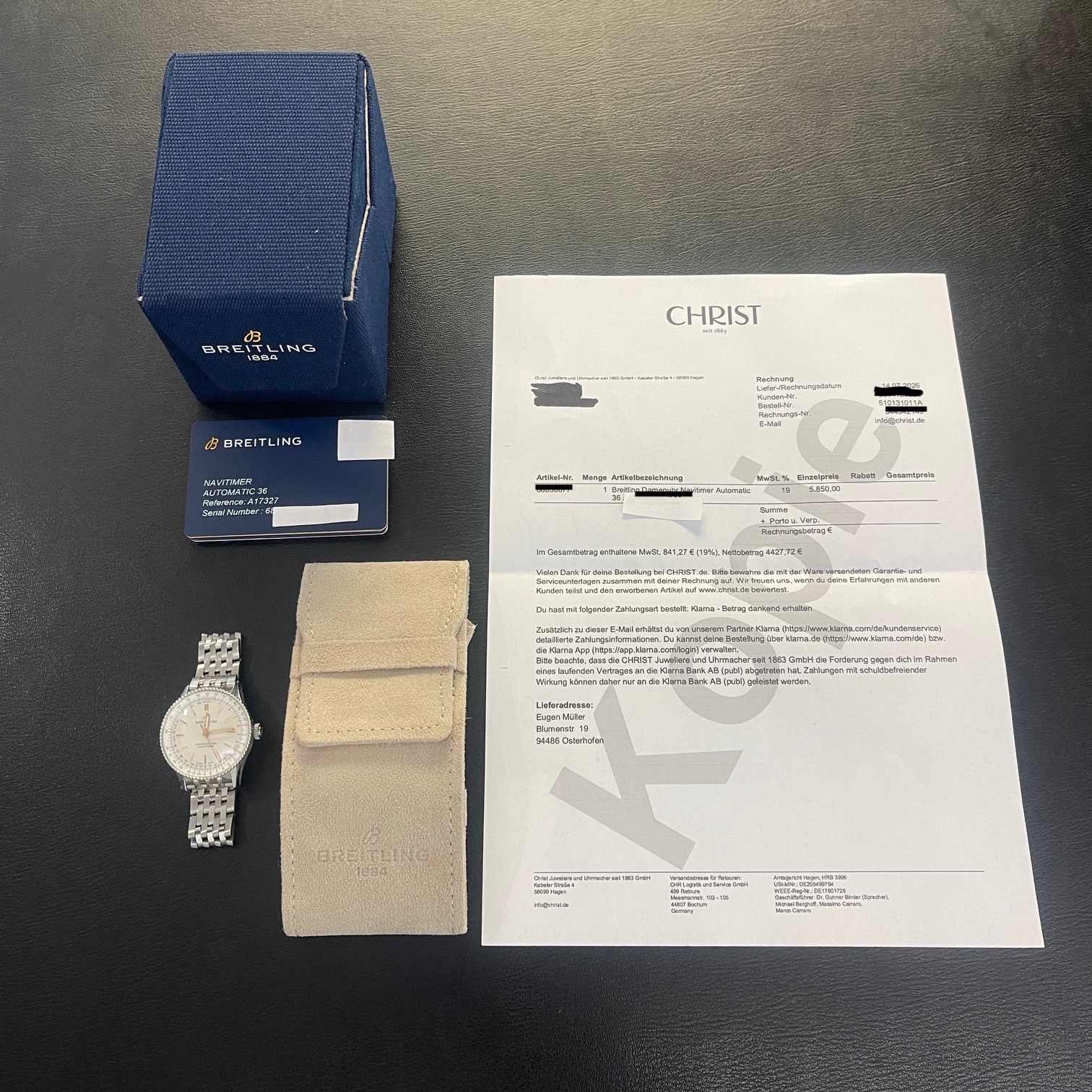 Breitling - Navitimer 36 - Ref. A17327 - Box und Papiere 07/2026 - UNGETRAGEN ( TEILVERKLEBT )