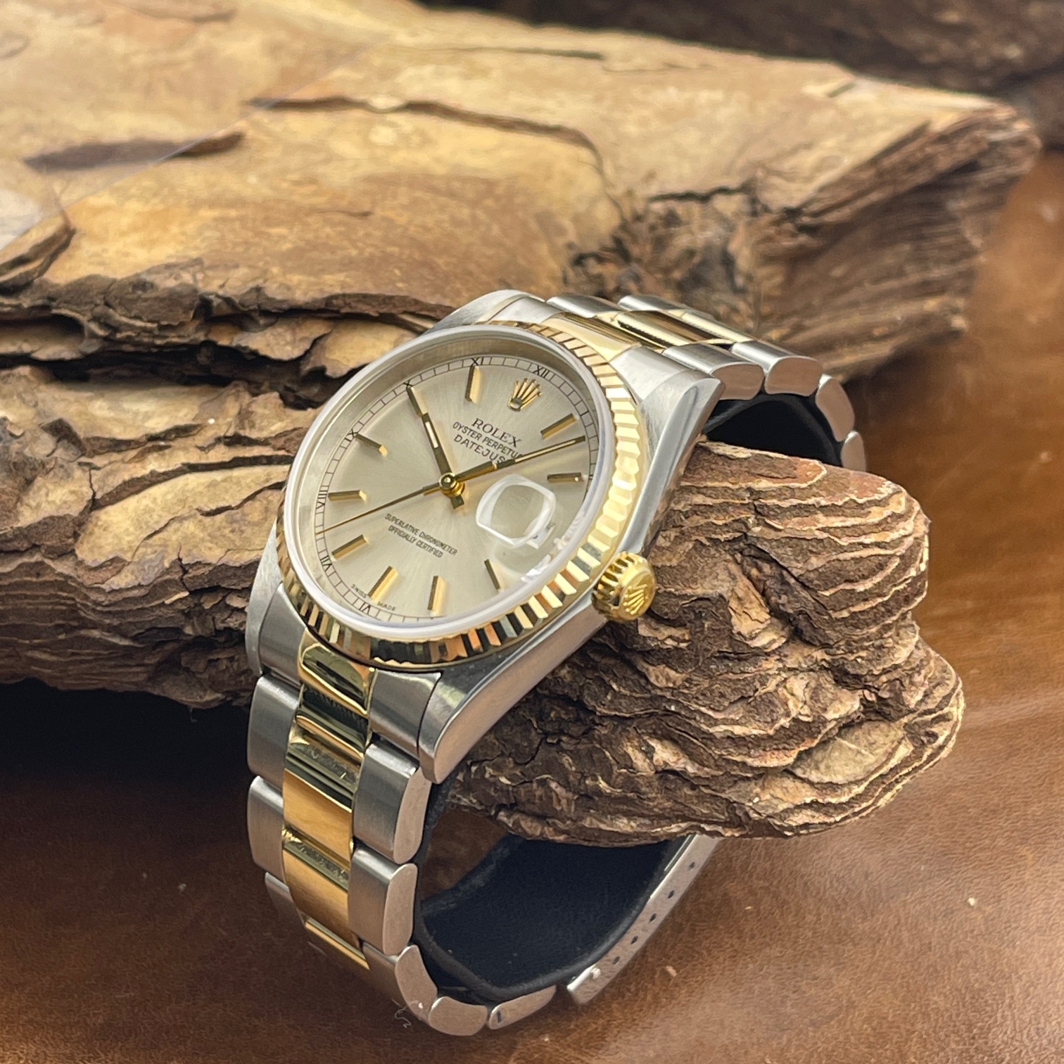 Rolex - Datejust 36 -Stahl/Gelbgold - Ref.:16233 - Box und Papiere aus 2003 - AFTERMARKET Oysterband