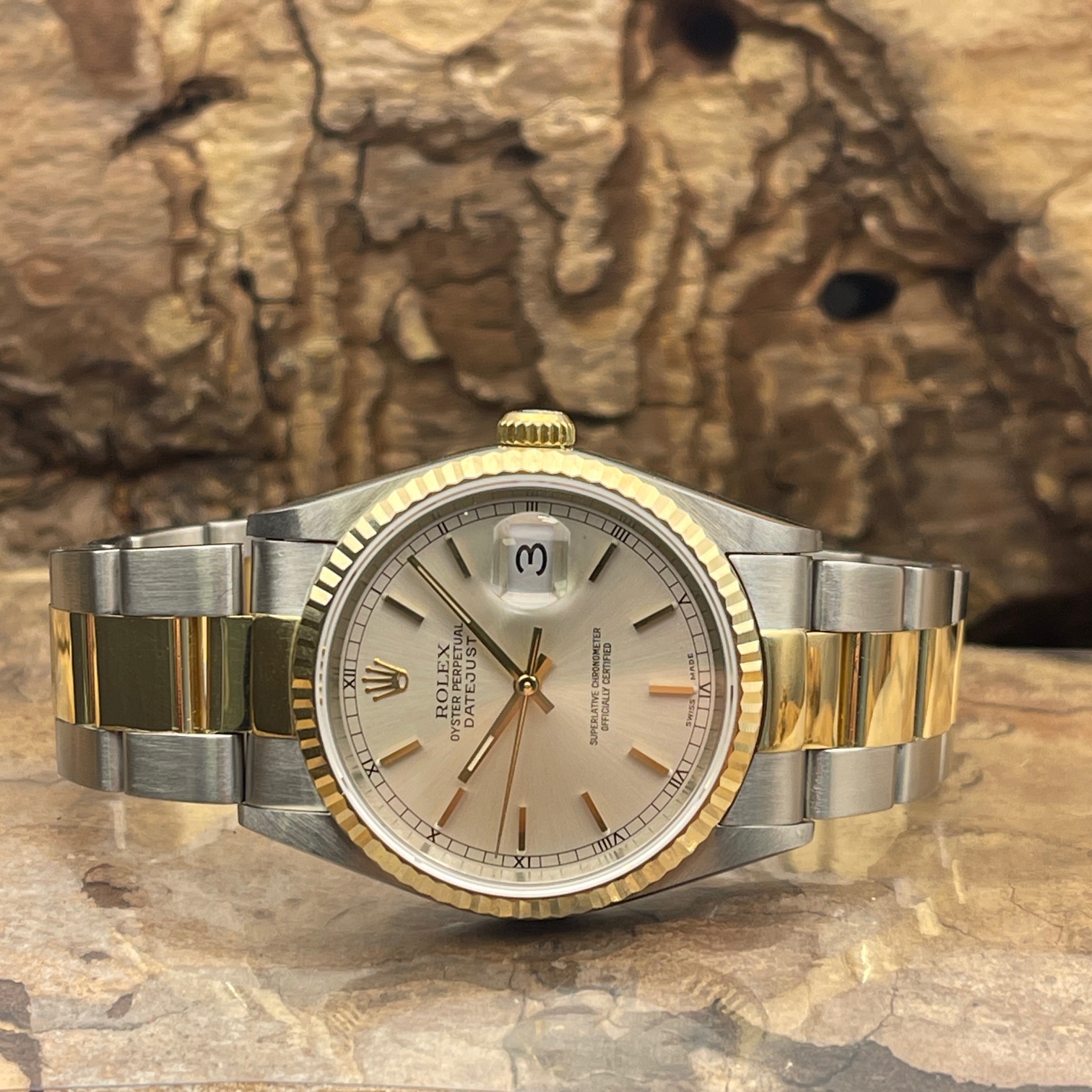 Rolex - Datejust 36 -Stahl/Gelbgold - Ref.:16233 - Box und Papiere aus 2003 - AFTERMARKET Oysterband