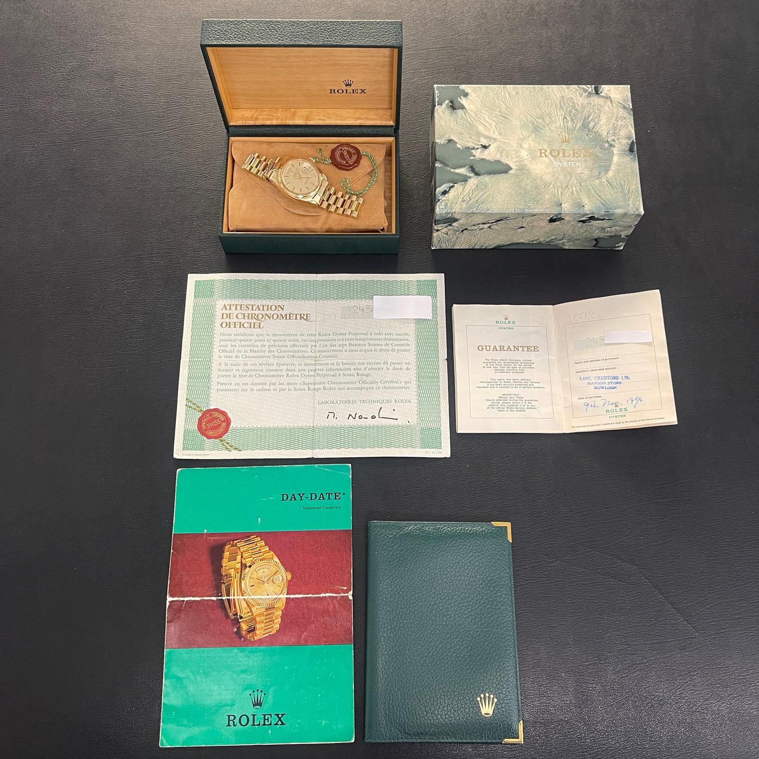 Originale Rolexbox mit Rolexpapieren und Garantiekarte einer gebrauchten Luxusuhr