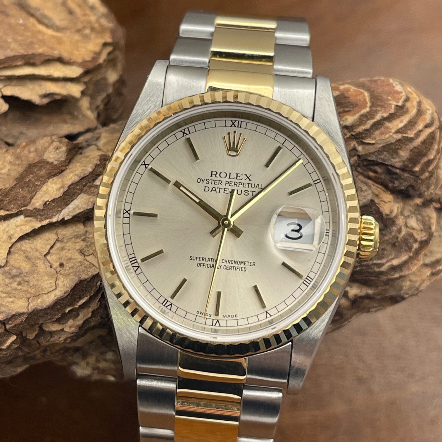 Rolex - Datejust 36 -Stahl/Gelbgold - Ref.:16233 - Box und Papiere aus 2003 - AFTERMARKET Oysterband