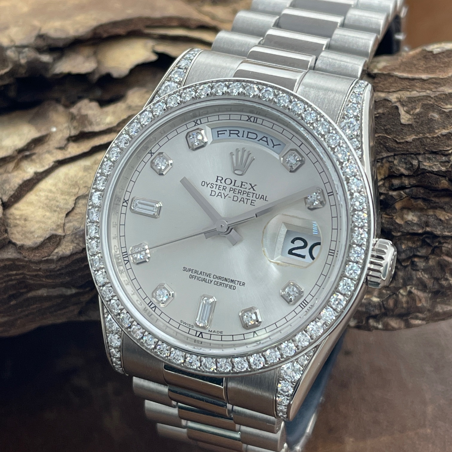 Rolex - Day-Date 36 Dia - 750er white gold - Dia-Bezel (AFTERMARKET) - FULLSET 2010 - Ref. 118339