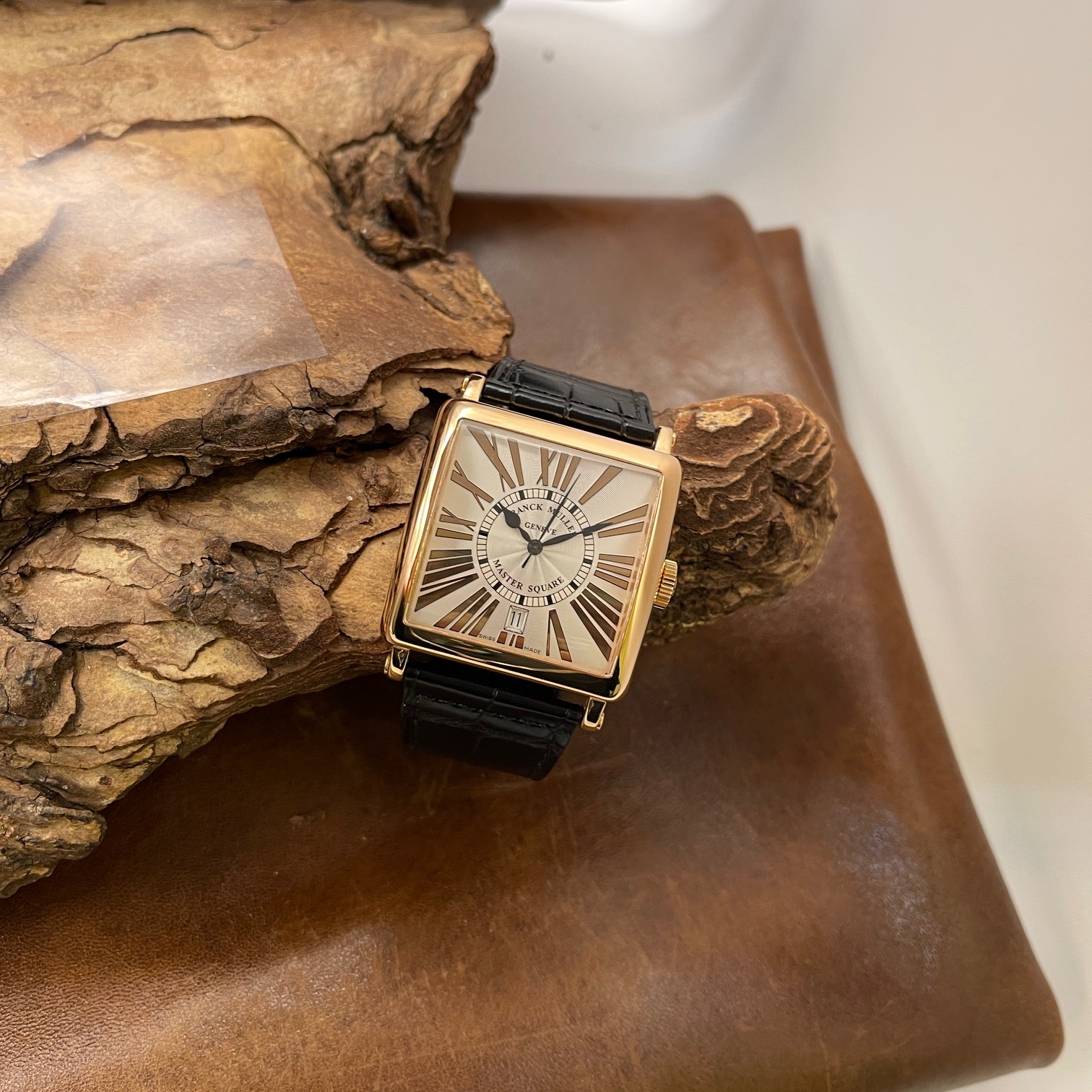 Franck Muller - Master Square Roségold - UNGETRAGEN 100g- FULLSET 2007 - Ref. 6000 H SC DT - silberes Zifferblatt - Gesamtansicht der Uhr