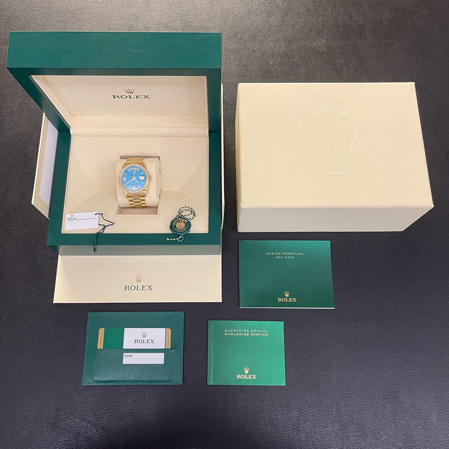 Rolex - DayDate 36 Dia - Ref. 118238 - Box und Papiere 10/2018 - Lünette und Zifferblatt AFTERMARKET