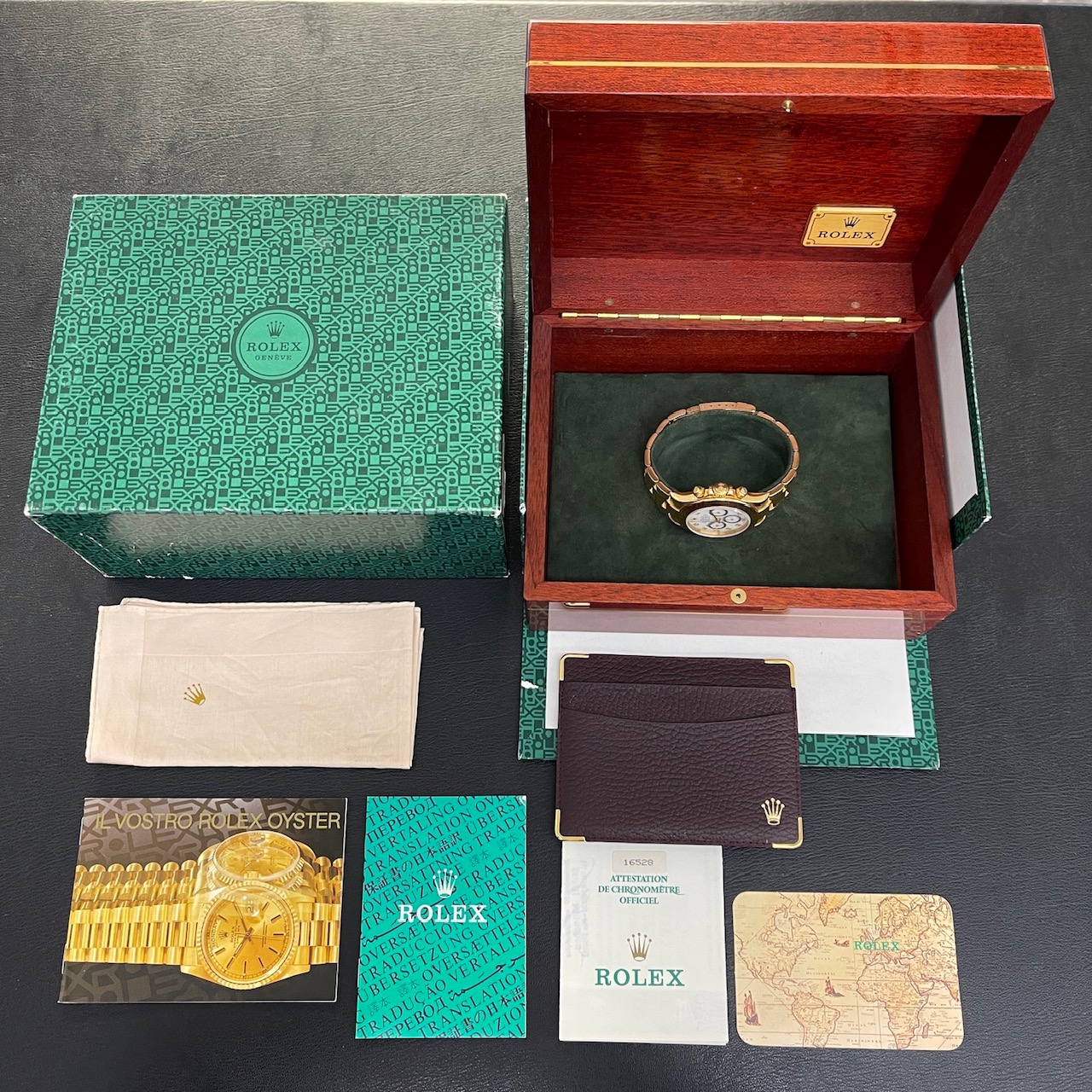 Rolex - Daytona Zenith yellow gold dia dial - FULLSET 1997 LC100 - Ref. 16528 - inverted six