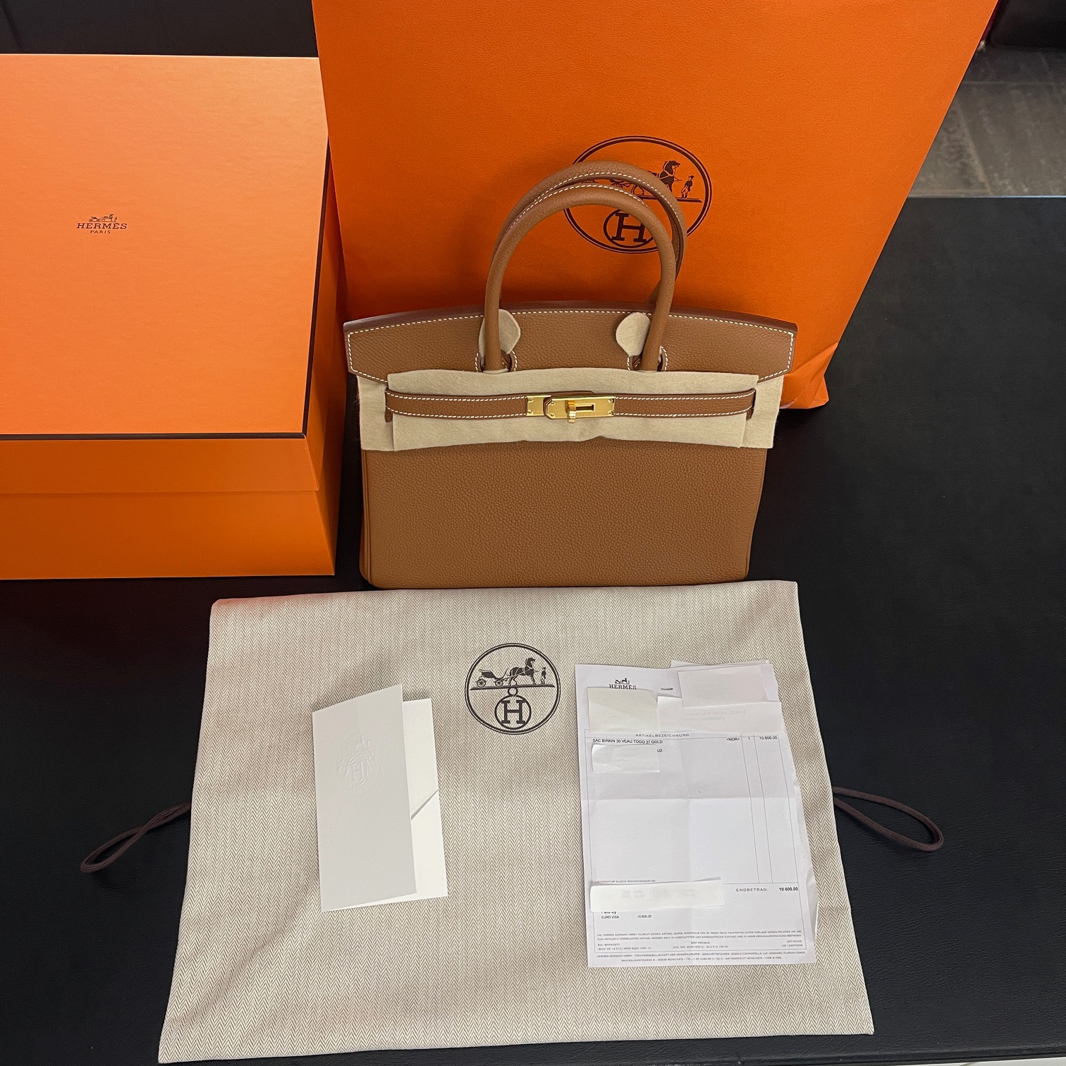 Hermès - Birkin 30 Veau Togo 37 Gold - UNGETRAGEN mit Box & Papieren - Erstkaufrechnung