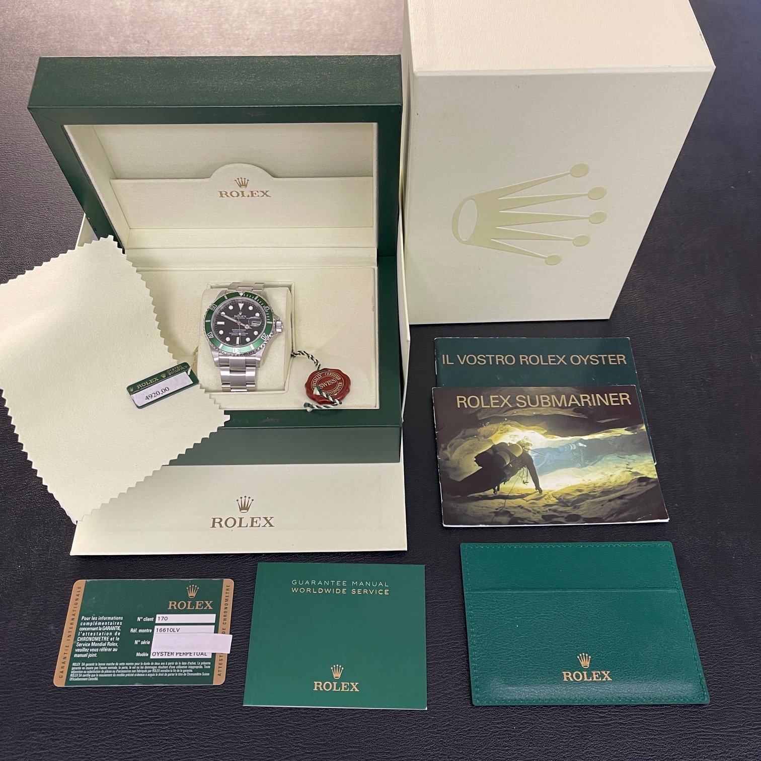 Rolex - Submariner Date "Kermit" - UNGETRAGEN - FULLSET EU - Ref. 16610LV - PARTLY STICKER