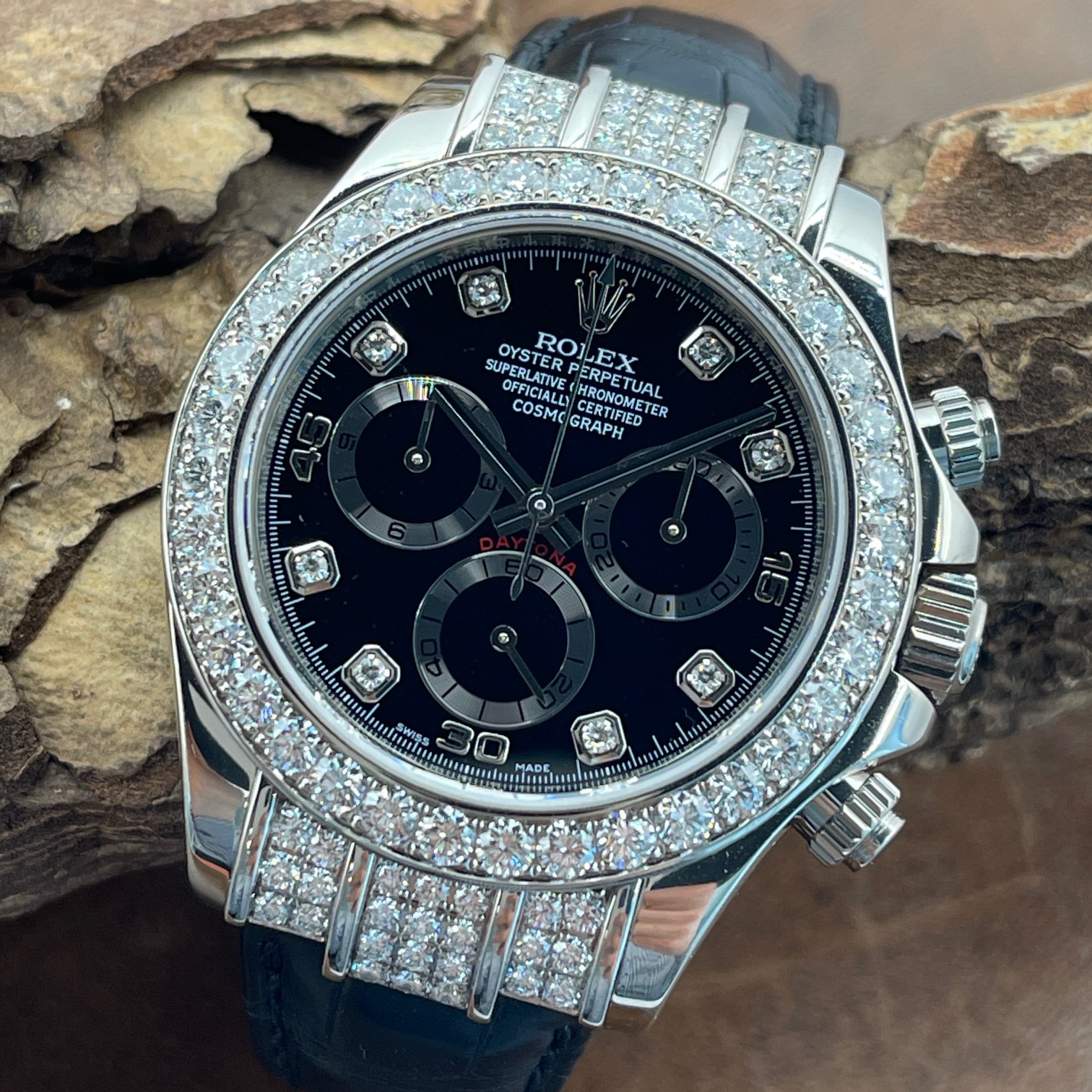 Rolex - Cosmograph Daytona 18ct white gold and Rolex diamond setting - FULLSET 2007 - 116599RBR