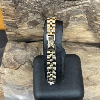 Schmuckset "CROWN" Ring & Armband 14 k Gelbgold mit Diamanten