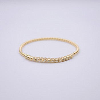 Bracelet 14K ellow gold mit 15 Brill. each 0,08 ct, all together app. 1,2 ct.