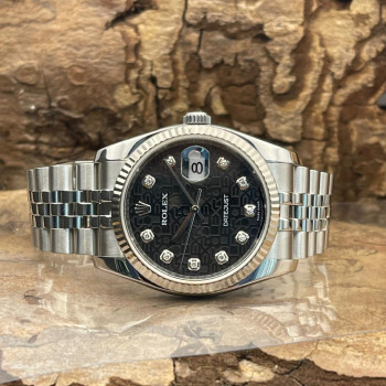 Rolex - Datejust 36 - Edelstahl/Weißgold/Diamanten - Box & Papiere 2008 - Ref. 116234