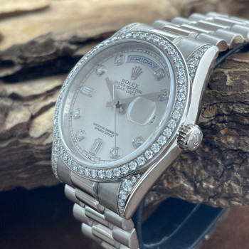Rolex - Day-Date 36 Dia - 750er white gold - Dia-Bezel (AFTERMARKET) - FULLSET 2010 - Ref. 118339