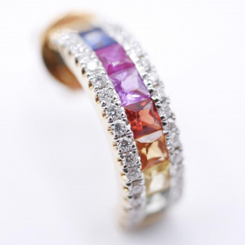 Ohrstecker 14kt GG + WG mit Rainbow Diamonds