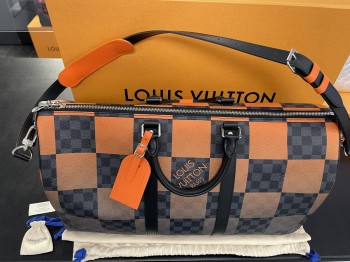 Louis Vuitton Orange Black Keepall 50 Bandoulière