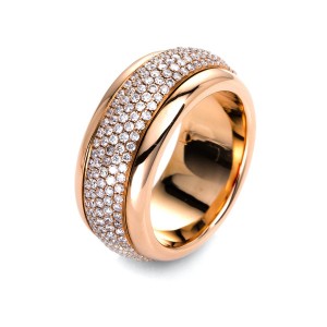Ring 18kt red gold with 300 brilliants ca. 1,82 ct, size 56