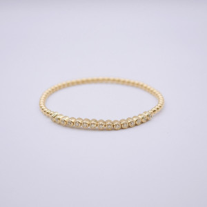 Bracelet 14K ellow gold mit 15 Brill. each 0,08 ct, all together app. 1,2 ct.