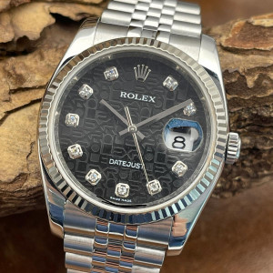 Rolex - Datejust 36 - Edelstahl/Weißgold/Diamanten - Box & Papiere 2008 - Ref. 116234