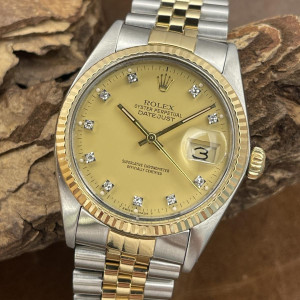 Rolex - Datejust 36 Honey Dia Dial - Ref. 16013 - papers 1985