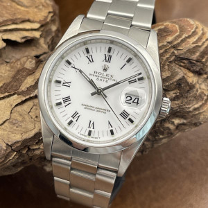 Rolex - Oyster Perpetual Date 34 Weiß Römisch - Ref. 15200
