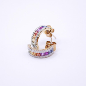 Ohrstecker 14kt GG + WG mit Rainbow Diamonds