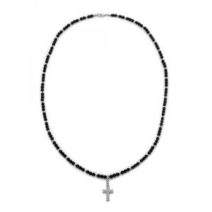 Mens necklace 18 ct white gold "Cross" with 36 Brillants ca. 0,22 ct