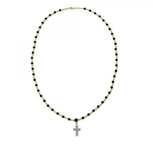 Mens Necklace 18 ct yellow gold "Cross" with 36 Brillants ca. 0,25 ct