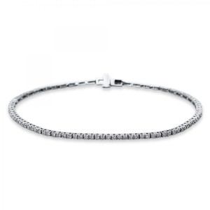 Bracelet 4 prong 18 ct white gold with 103 brilliants ca. 1,01 ct