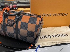 Louis Vuitton Orange Black Keepall 50 Bandoulière
